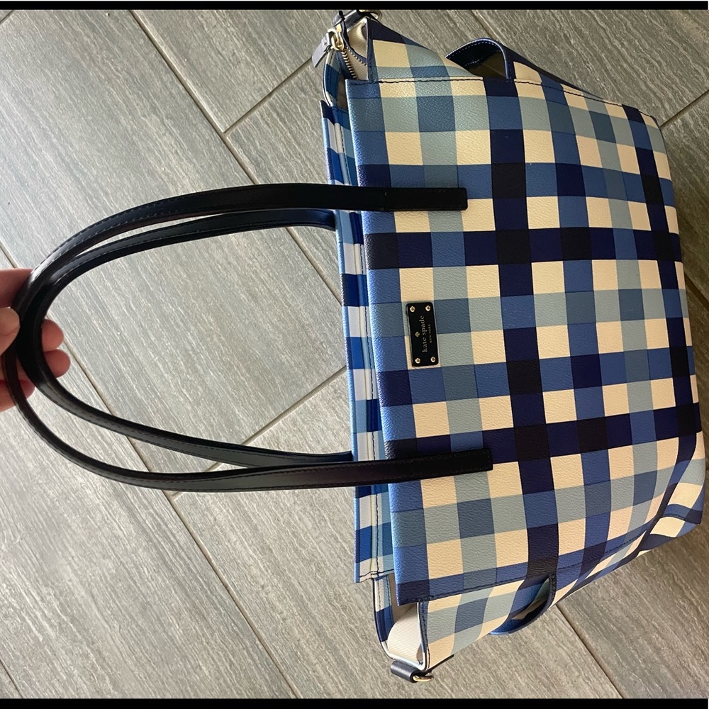 Like New Kate Spade Blue Gingham Diaper Bag